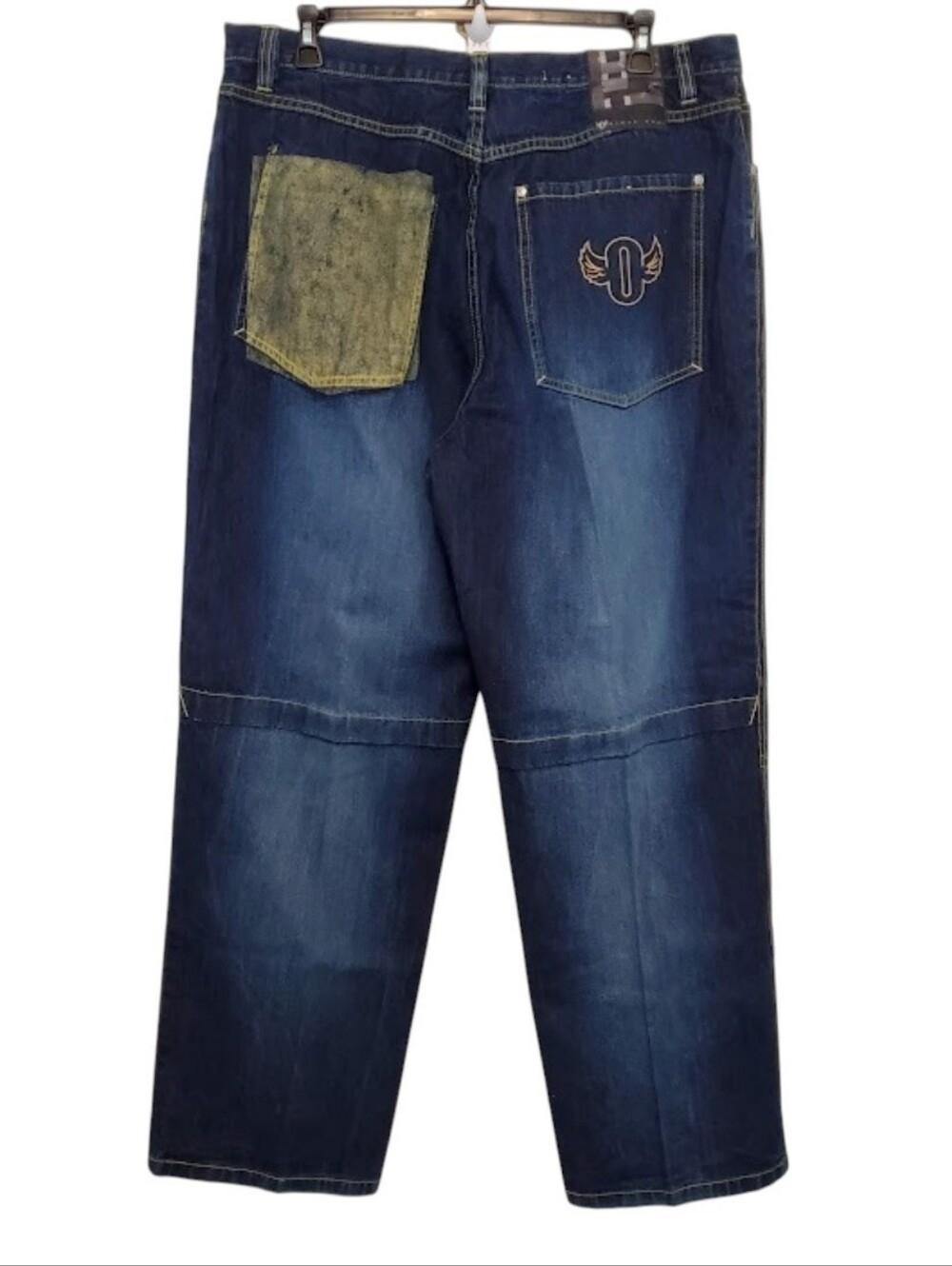 VTG Outkast 40x34 Blue Jeans Yellow Stitch Graffiti Back Pocket Hip Hop Y2K NWT